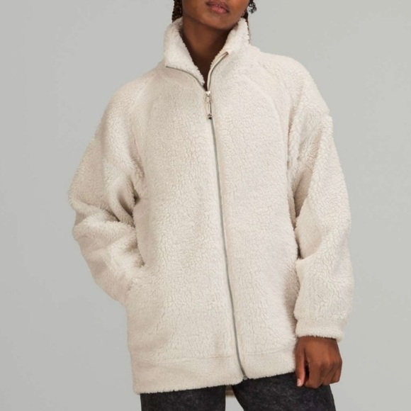 Lululemon Long Textured Fleece Jacket White Opal size XS/S - Picture 1 of 8